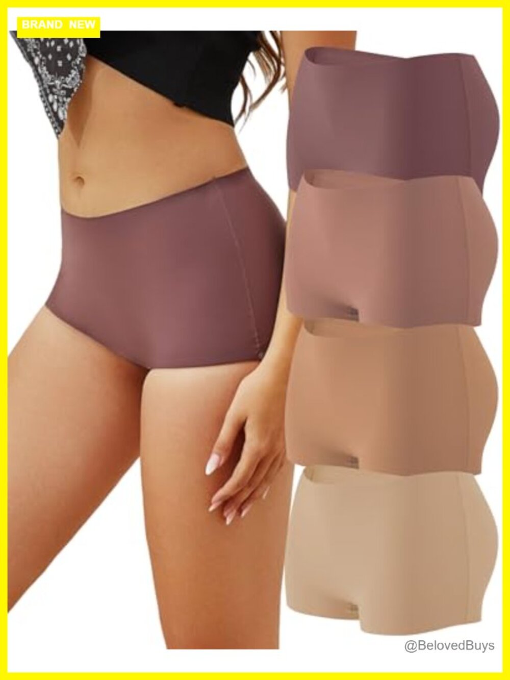 Seamless Boy Shorts Underwear No Show Boxer Briefs Panties 4 Pack